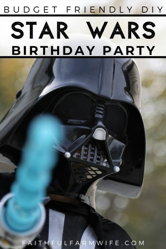 Throw a Star Wars Birthday Party to remember without breaking the bank! Complete with a Death Star Piñata, Pool Noodle Light Sabers, and free printables! #StarWars #StarWarsParty #StarWarsDIY #BirthdayParty #BudgetBirthday #BirthdayDIY