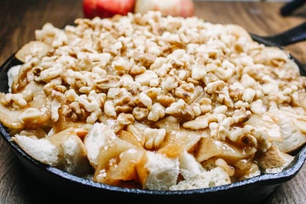 Southern Skillet Apple Pie Bread Pudding Recipe | Faithful Farmwife