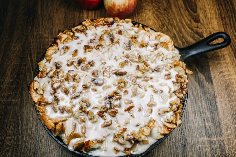 Southern Skillet Apple Pie Bread Pudding Recipe | Faithful Farmwife