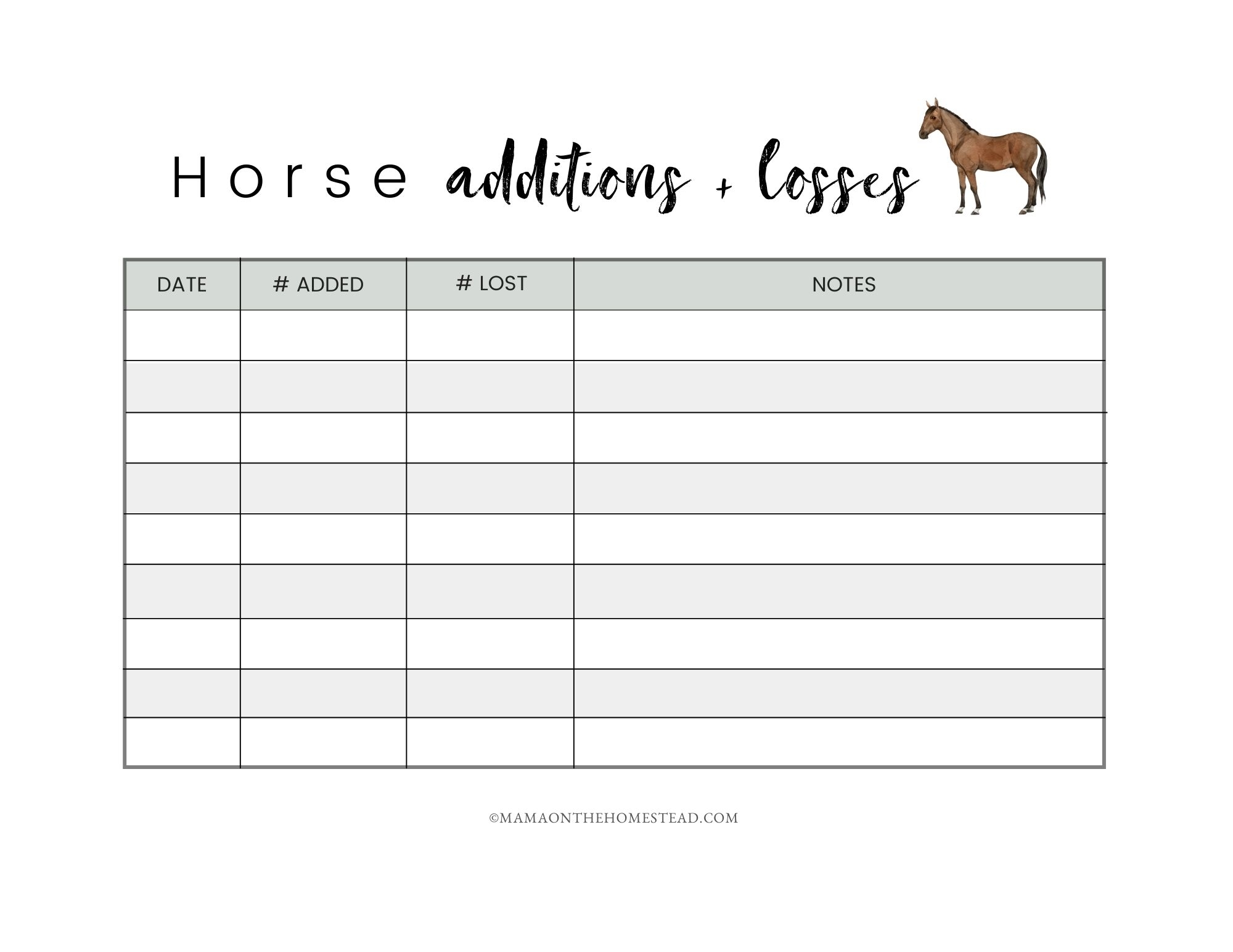 The Homestead Horse Record Book PDF Mama on the Homestead