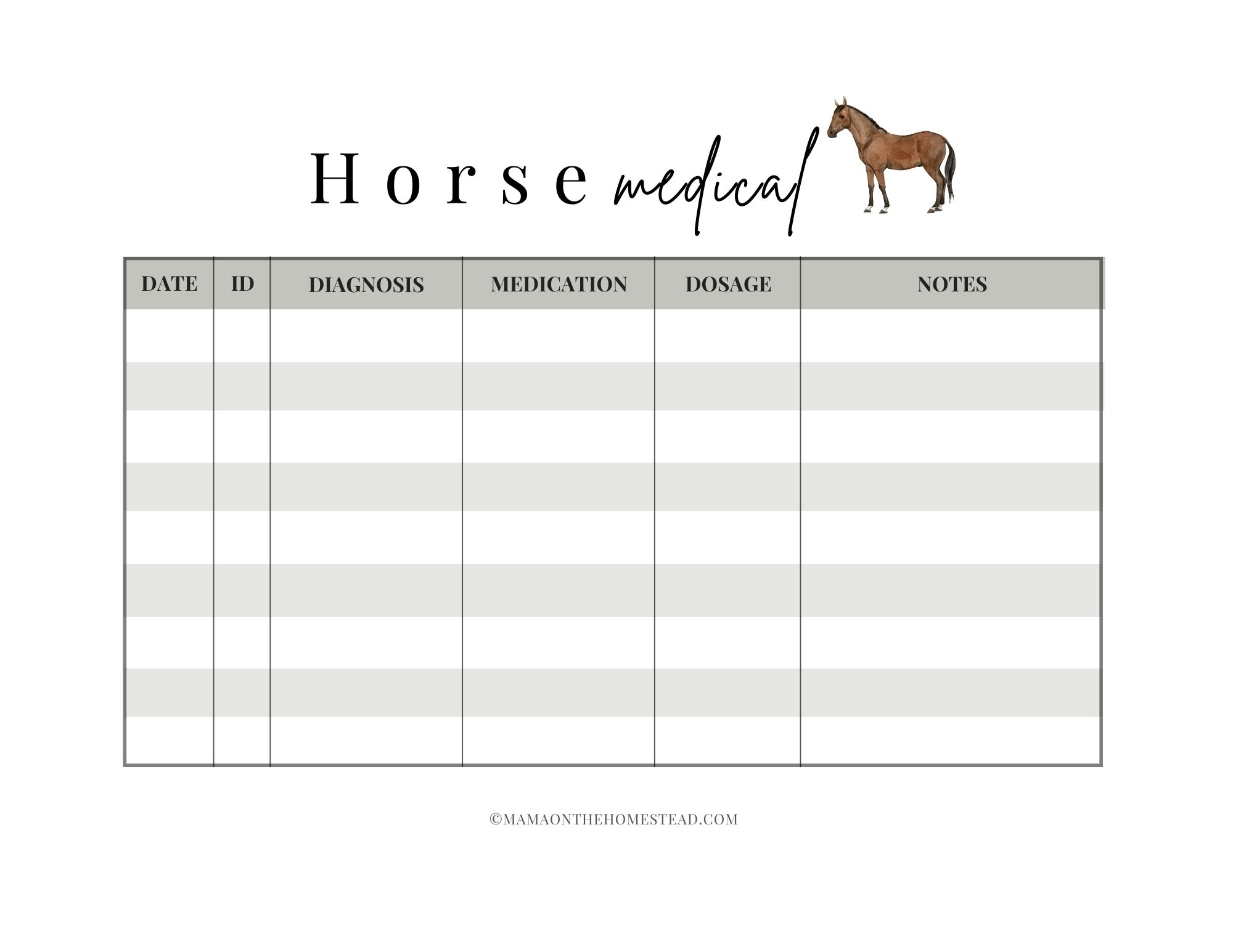 The Homestead Horse Record Book: PDF - Mama on the Homestead