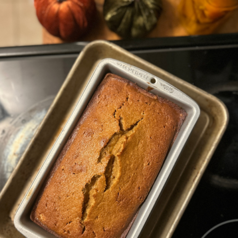Spiced Pumpkin Bread with Brown Sugar Walnut Glaze