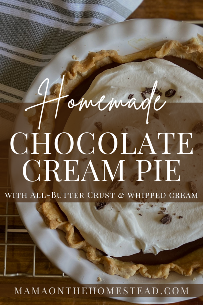 Homemade Chocolate Cream Pie with All-Butter Pie Crust & Whipped Cream