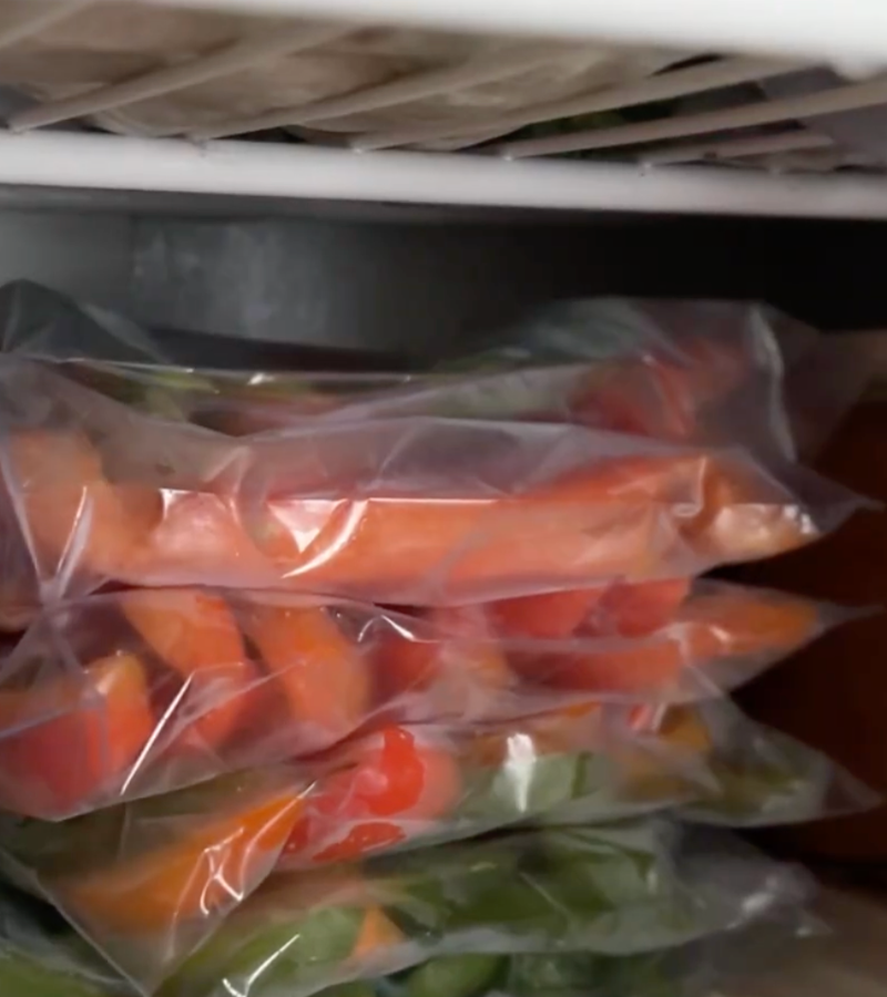 frozen bell peppers in freezer bags