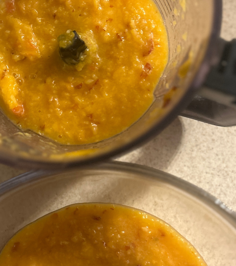 peach puree in food processor