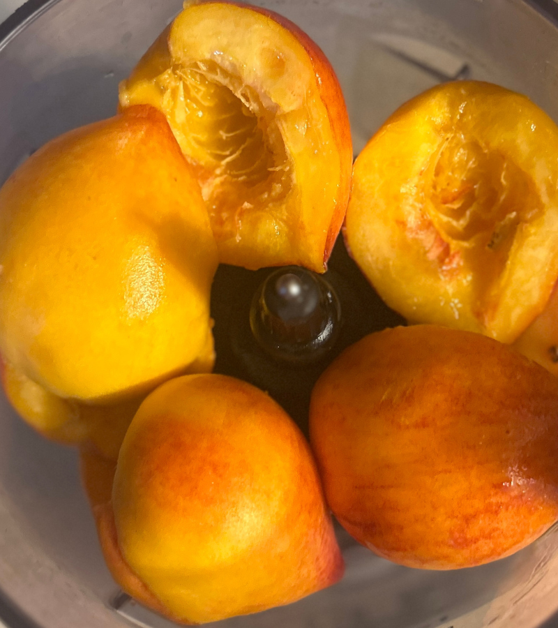 peach halves in food processor