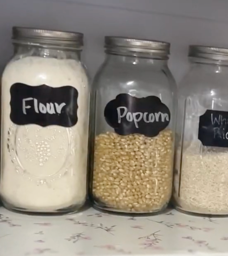 filled jars in pantry