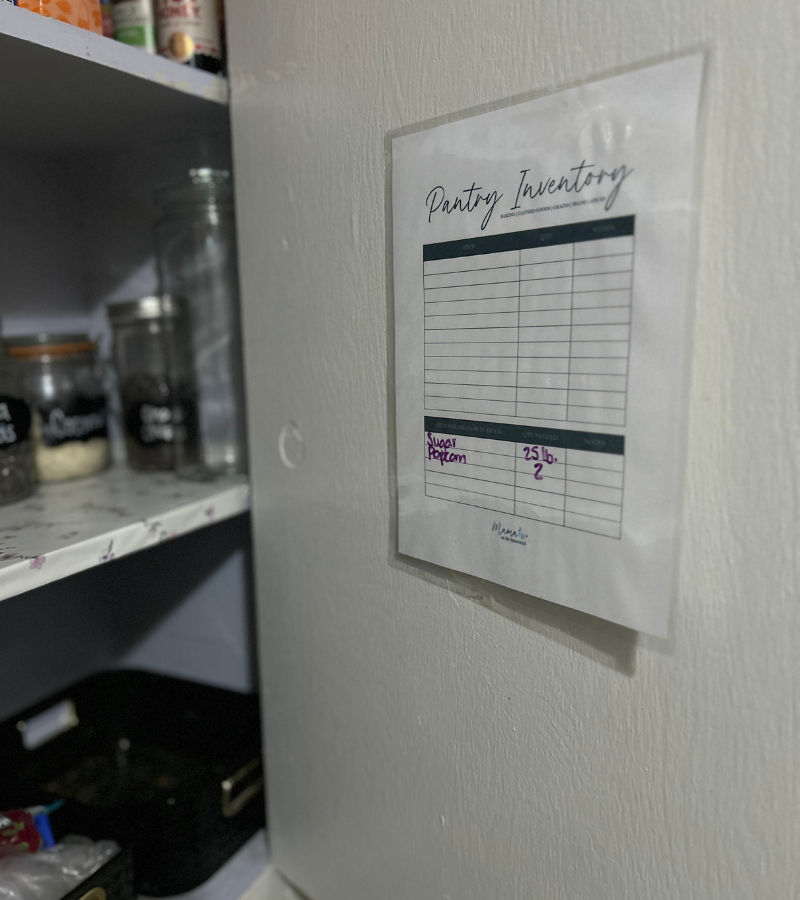 pantry inventory list in pantry door